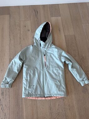 686 Girls Hydra Insulated Ski Snowboard Jacket Size L Large Green Peach 10K DWR